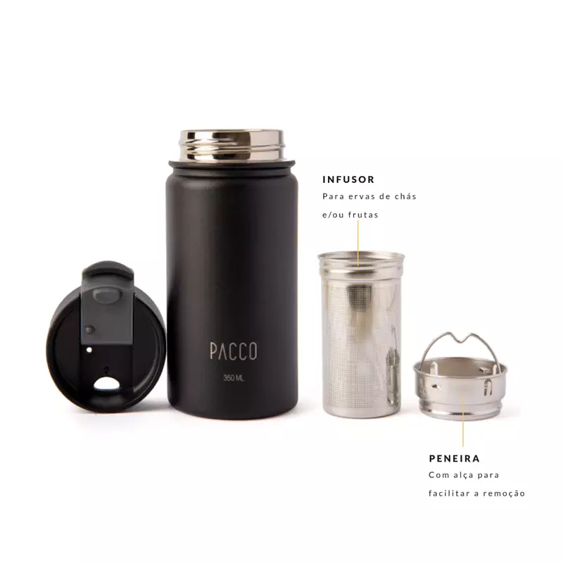 Pacco Tumbler Infusor 350 ml Preto